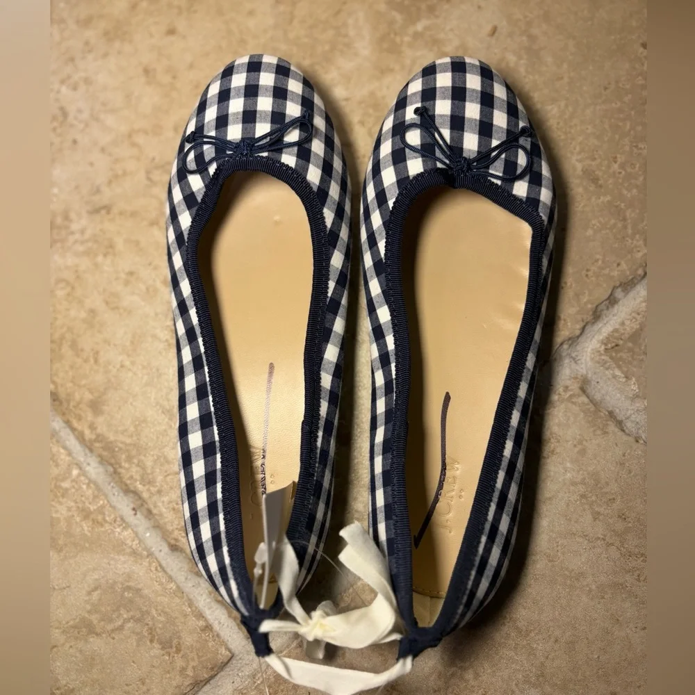 NWT J Crew Crewcuts Girls Gingham Check Ballet Flat Classic Preppy Spring Summer